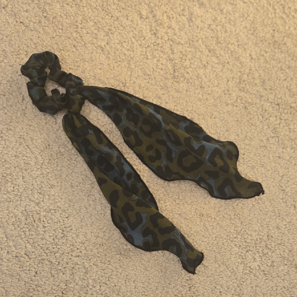 Leopard Print Hair Scrunchie with Scarf